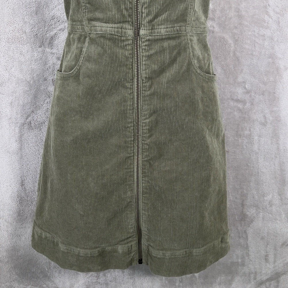 Alice + Olivia Renita Corduroy Mini Dress Womens 4 Sage Green Zip Front Pinafore - Picture 5 of 11